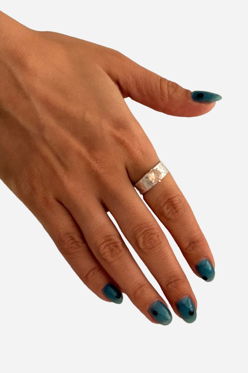 Silver ring with champagne stone